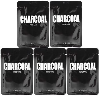 Lapcos, Charcoal Beauty Sheet Mask Set, Beauty-Tuchmasken-Set, Porenpflege, 5 Tuchmasken, je 25 ml (0,84 fl. oz.).