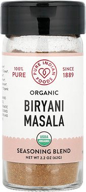 Pure Indian Foods, Organic Biryani Masala, Bio-Biryani-Masala, 62 g (2,2 oz.)