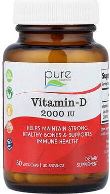 Pure Essence, Vitamin D, 2.000 IU, 30 vegetarische Kapseln