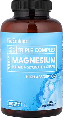 Thumbnail - BioEmblem, Triple Complex Magnesium, Magnesium-Dreifachkomplex, 180 vegetarische Kapseln (150 mg pro Kapsel)