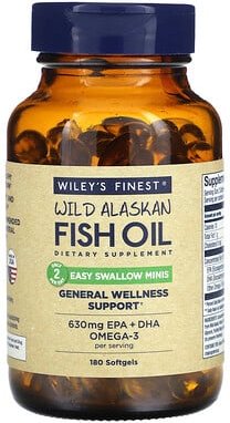 Wiley's Finest, Wild Alaskan Fish Oil, Easy Swallow Minis, 180 Weichkapseln
