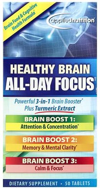 Thumbnail - Applied Nutrition, Healthy Brain All-Day Focus®, 50 Tabletten