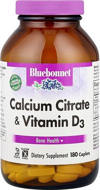 Bluebonnet Nutrition, Calciumcitrat Plus Vitamin D3, 180 Kapseln