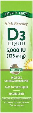 Nature's Truth, Vitamin D3 Liquid, flüssiges Vitamin D3, hochwirksam, 59 ml (2 fl. oz.)