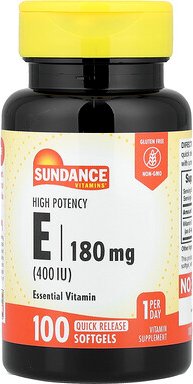 Sundance Vitamins, Vitamin E, hochwirksam, 180 mg (400 IU), 100 Weichkapseln mit schneller Freisetzung