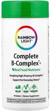 Rainbow Light, Complete B-Complex™+, kompletter B-Komplex™+, 90 Tabletten