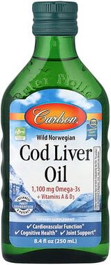 Carlson, Wilder norwegischer Kabeljau-Leberöl, 250 ml (8,4 fl. oz.)