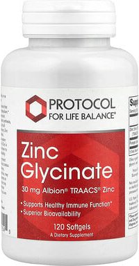 Thumbnail - Protocol for Life Balance, Zinc Glycinate, Zinkglycinat, 30 mg, 120 Weichkapseln