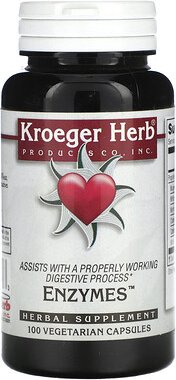 Kroeger Herb Co, Enzyme, 100 vegetarische Kapseln