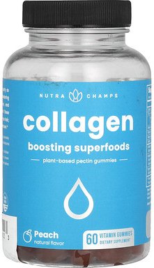 NutraChamps, Collagen Gummies, Boosting Superfoods, Pfirsich, 60 Vitamin-Fruchtgummis