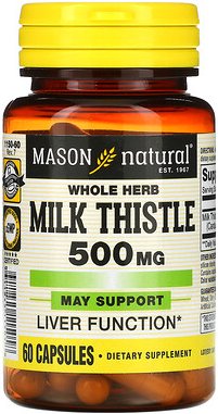Mason Natural, Mariendistel, 500 mg, 60 Kapseln mit den ganzen Bestandteilen der Pflanze