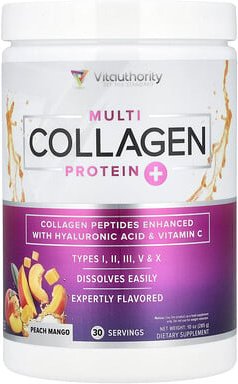 Thumbnail - Vitauthority, Multi Collagen Protein+, Multi-Kollagen-Protein+, Pfirsich-Mango, 285 g (10 oz.)