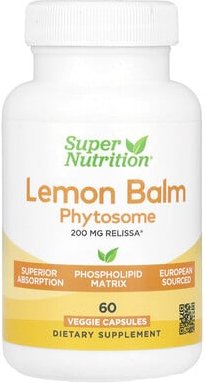 Super Nutrition, Zitronenmelisse-Phytosom mit Sonnenblumenlecithin, 200 mg, 60 pflanzliche Kapseln