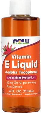 NOW Foods, Vitamin E Liquid, flüssiges Vitamin E, D-Alpha-Tocopherol, 60 mg (90 IU), 118 ml (4 fl. oz.)