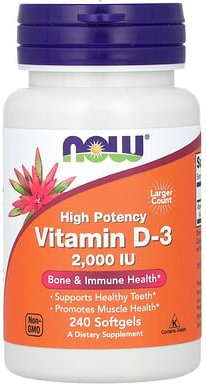 NOW Foods, Hochwirksames Vitamin D3, 2.000 IU, 240 Weichkapseln