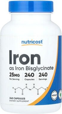 Nutricost, Iron, 25 mg, 240 Kapseln