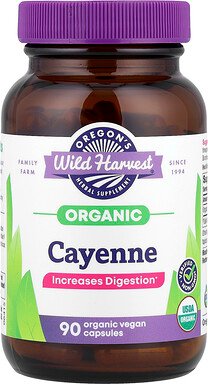 Oregon's Wild Harvest, Organic Cayenne, Bio-Cayennepfeffer, 90 vegane Bio-Kapseln (500 mg pro Kapsel)