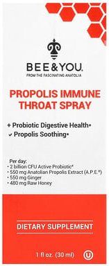 Bee & You, Propolis Immune Throat Spray, Propolis-Immun-Halsspray, 30 ml (1 fl. oz.)