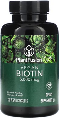 PlantFusion, Veganes Biotin, 5.000 mcg, 120 vegane Kapseln