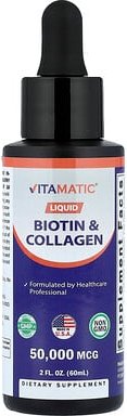 Vitamatic, Liquid Biotin & Collagen, flüssiges Biotin und Kollagen, 60 ml (2 fl. oz.)
