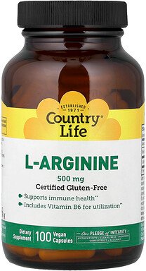 Country Life, L-Arginine, L-Arginin, 100 vegane Kapseln