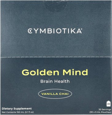 Cymbiotika, Golden Mind, Brain Health, Gehirngesundheit, Vanille-Chai, 30 Beutel, je 5 ml