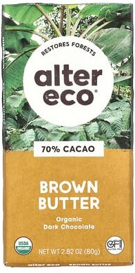Thumbnail - Alter Eco, Organic Dark Chocolate, Dunkle Bio-Schokolade, braune Butter, 70% Kakao, 80 g (2,82 oz.)