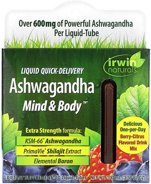 Irwin Naturals, Ashwagandha Mind & Body, Beere-Zitrus, 10 Liquid-Tubes, 100 ml (3,38 fl. oz.)
