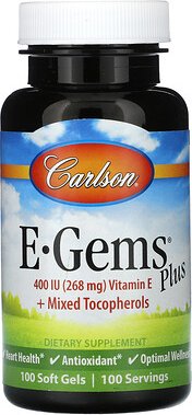 Carlson, E-Gems Plus, 400 IU (268 mg), 100 Weichkapseln