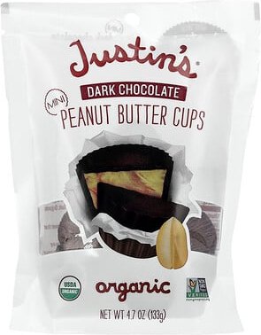 Thumbnail - Justin's Nut Butter, Organic Mini Peanut Butter Cups, Bio-Erdnussbuttertörtchen, dunkle Schokolade, 133 g (4,7 oz.)