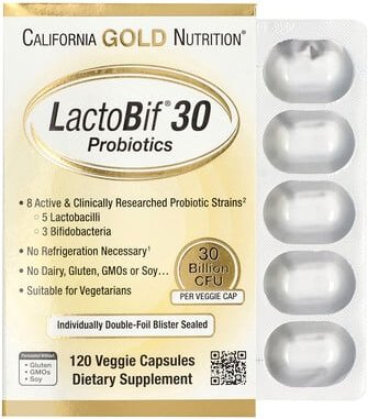 California Gold Nutrition, LactoBif® 30 Probiotics, Probiotika, 30 Milliarden KBE, 120 pflanzliche Kapseln