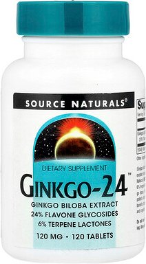 Source Naturals, Ginkgo-24™, 120 mg, 120 Tabletten