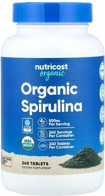Nutricost, Bio-Spurulina, 500 mg, 240 Tabletten