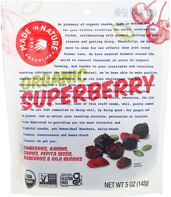 Made in Nature, Organic Superberry, Bio-Superbeere, Cranberrys, Rosinen, Kirschen, Pepita-Samen, Heidelbeeren und Goji-B...