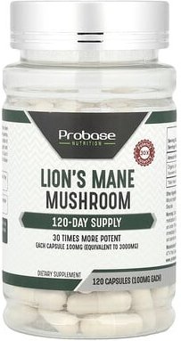 Probase Nutrition, Lion‘s Mane Mushroom, Löwenmähne-Pilz, 100 mg, 120 Kapseln