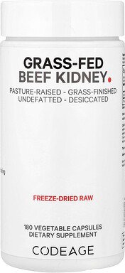 Thumbnail - Codeage, Grass-Fed Beef Kidney, Nieren von grasgefütterten Rindern, 180 pflanzliche Kapseln (500 mg pro Kapsel)