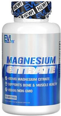 EVLution Nutrition, Magnesiumcitrat, 60 pflanzliche Kapseln (200 mg pro Kapsel)