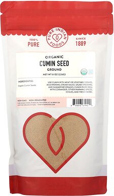 Pure Indian Foods, Organic Cumin Seed, Bio-Kreuzkümmel, gemahlen, 226 g (8 oz.)
