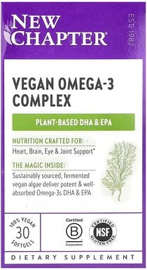 New Chapter, Vegan Omega-3 Complex, veganer Omega-3-Komplex, 30 Weichkapseln