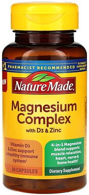 Nature Made, Magnesium Complex with D3 & Zinc, Magnesiumkomplex mit Vitamin D3 und Zink, 60 Kapseln