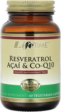 LifeTime Vitamins, Resveratrol Acai & Co-Q10, 60 vegetarische Kapseln