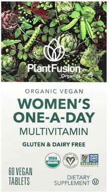 PlantFusion, Women's One-A-Day Mutivitamin, einmaliges Mutivitamin für Frauen, 60 vegane Tabletten