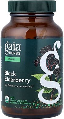 Gaia Herbs, Black Elderberry, Schwarzer Holunder, 120 vegane Kapseln
