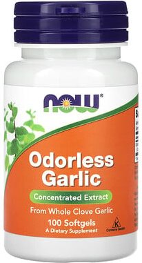 NOW Foods, Odorless Garlic, konzentrierter Extrakt, geruchloser Knoblauch, 100 Weichkapseln (25 mg pro Weichkapsel)