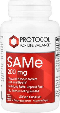 Protocol for Life Balance, SAMe, 200 mg, 60 pflanzliche Kapseln