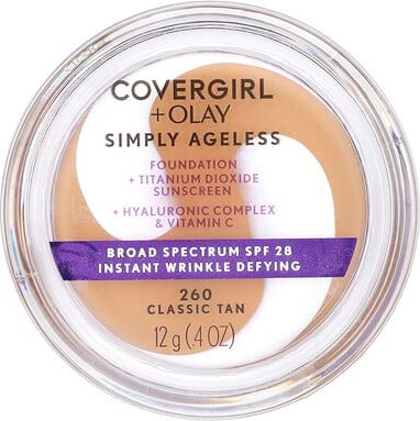 Thumbnail - Covergirl, Olay Simply Ageless Foundation, Foundation von Simply Ageless, LSF 28, 260 Classic Tan, 12 g (0,4 oz.)