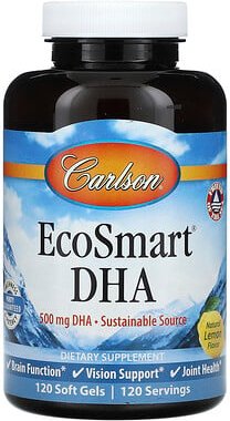 Carlson, EcoSmart DHA, Natürliche Zitrone, 500 mg, 120 Weichkapseln