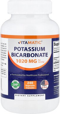 Thumbnail - Vitamatic, Potassium bicarbonate, Kaliumbicarbonat, 240 pflanzliche Kapseln (510 mg pro Kapsel)
