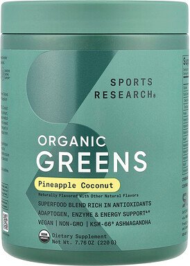 Sports Research, Greens Organic, Greens Organic, Ananas-Kokosnuss, 220 g (7,76 oz.)