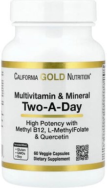 California Gold Nutrition, Multivitamin and Mineral with Methyl B12, Vitamin C, L-MethylFolate and Bio-Quercetin, Multiv...